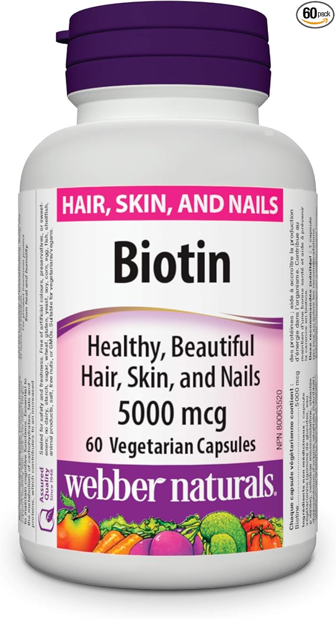 Webber Naturals Biotin 5000 mcg 60 Vegetarian Capsules