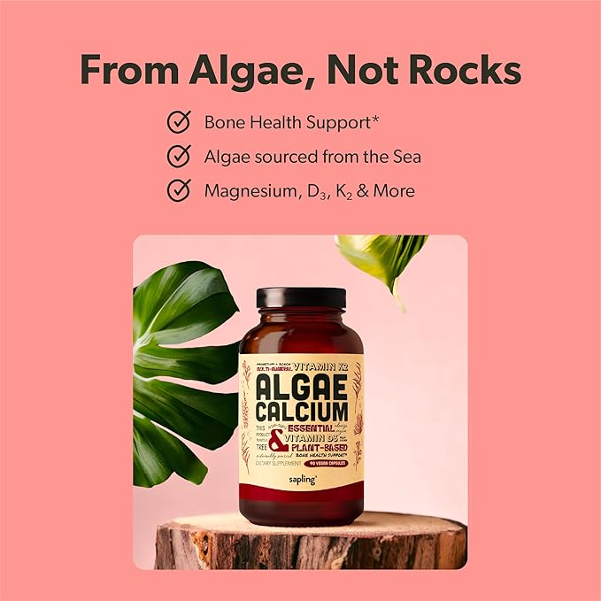 Algae Calcium &amp Vegan Omega 3 &amp Vitamin B Complex Bundle - Calcium Supplement from Red Algae Plant Based DHA &amp EPA Fatty Acids Essential B Vitamins