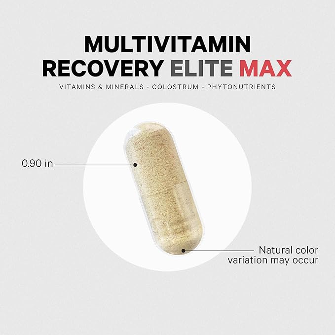 Codeage Multivitamin Recovery Elite Max Supplement - Vitamins A C D E B-Complex Essential Minerals Antioxidants Colostrum Phytonutrients Pantethine Non-GMO Sport Multivitamins - 90 Capsules
