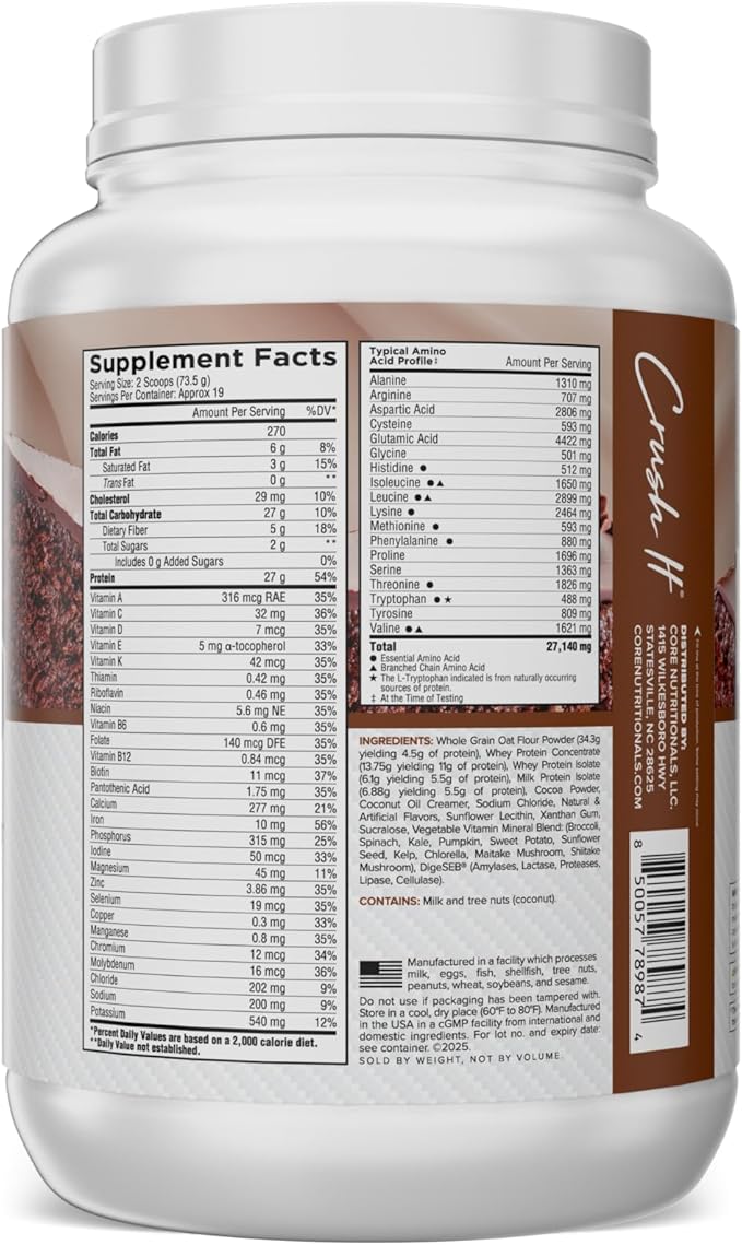 Core Nutritionals MRP Full Spectrum Meal Replacement | Whey Protein Blend + Low Glycemic Carb Blend | 27g Protein | 3 Pound (Death by Chocolate)