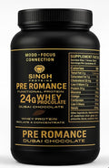 Singh Protein - Pre-Romance Protein Powder. Dubai Chocolate Royal Dubai Blend Flavor. 24g Whey Protein Isolate - Pistachio Cardamom Rose Clove and Almond - 30 Servings.