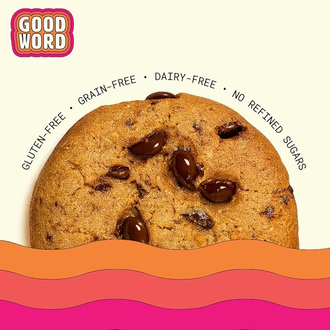 Chocolate Chip Protein Cookie Soft &amp Chewy High Protein Snack Gluten-Free Grain-Free Dairy-Free No Seed Oils No Refined Sugars Made with Almond Butter &amp Collagen 12-Pack