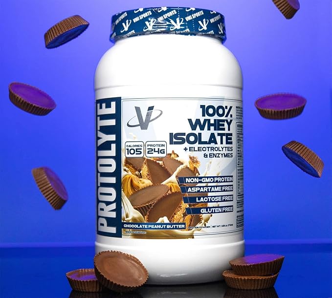VMI Sports | ProtoLyte Whey Isolate Protein Powder | Low Calorie Whey for Weight Loss and Muscle Gain | Digestive Enzymes | Non-GMO (1.6 lb Chocolate Peant Butter)