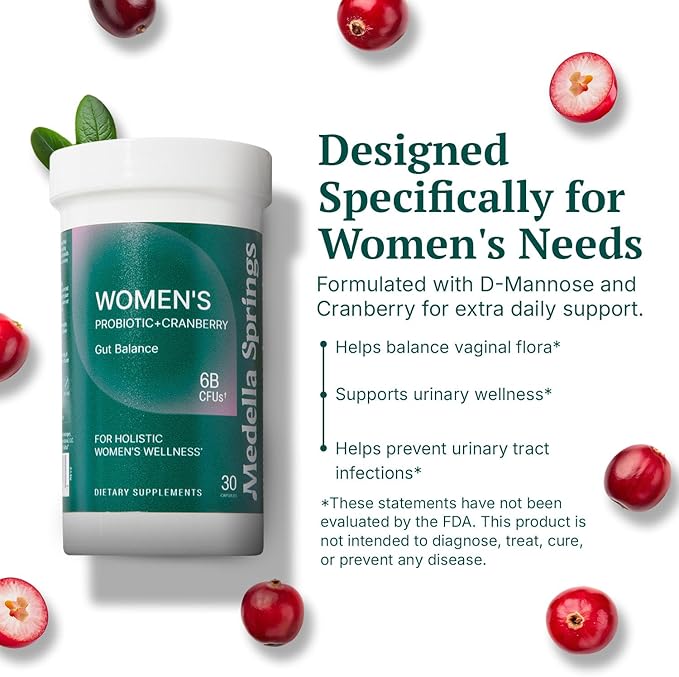 Women Probiotics w/ Prebiotics &amp Cranberry - Probiotics for Vaginigal Health 6 Billion CFU 4-Strain (Including Bifidobacterium Longum &amp Lactis) Prebiotic Probiotic for Vaginal Health