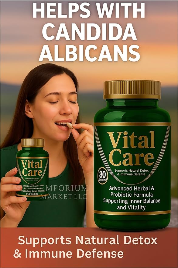 Vital Care – Advanced Herbal &amp Probiotic Supplement | Supports Natural Detox Vital Natural Organic Purifier | 30 Capsules for Daily Wellness Energy &amp Vitality 1 Bottle (2)