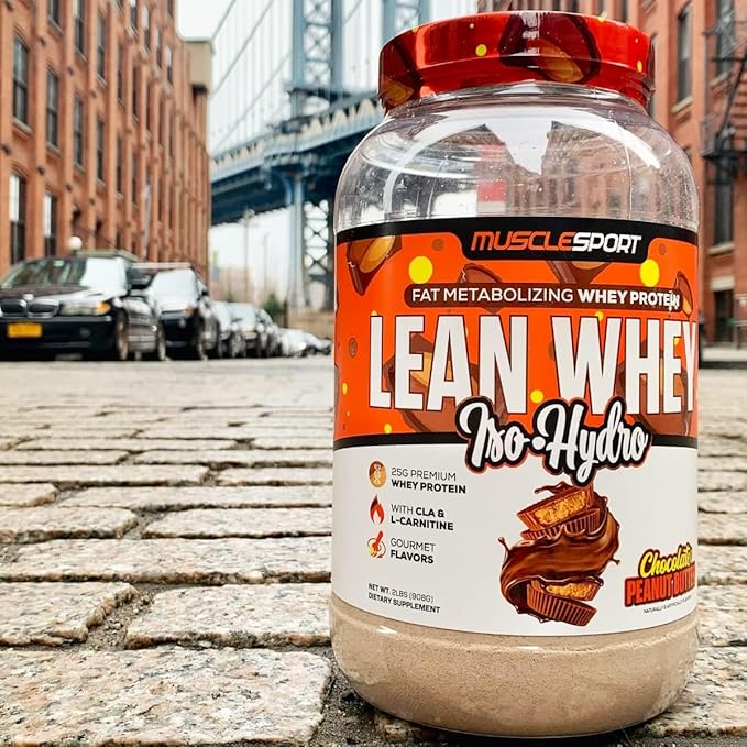 Musclesport Lean Whey Revolution™ Protein Powder - Whey Protein Isolate - Low Calorie Low Carb Low Fat Incredible Flavors - 25g Protein per Scoop - 5lb Chocolate Peanut Butter