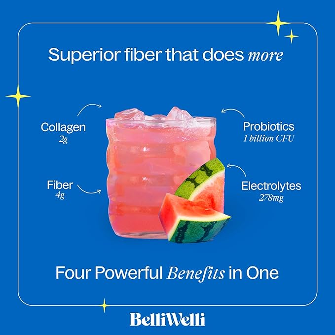 Belli Welli Daily Fiber Supplement for Women &amp Men Bundle – Premium Fiber Powder from Organic Acacia with Added Collagen Electrolytes &amp Probiotics – No Bloat Constipation &amp Gut Health Su