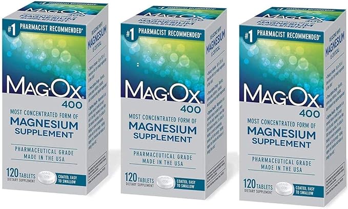 Mag-Ox 402 Mag-Ox 400 Magnesium Mineral Dietary Supplement Tablets 483 mg Magnesium Oxide-3 Count 3-Pack 3.0 Count