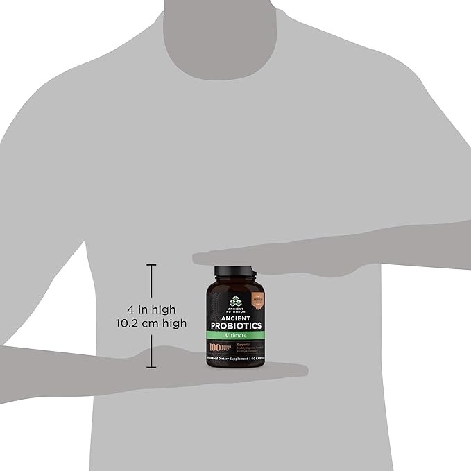 Ancient Nutrition Probiotics Probiotics Ultimate 100 Billion CFUs*/Serving Digestive and Immune Support Gluten Free Ancient Superfoods Blend 60 Capsules