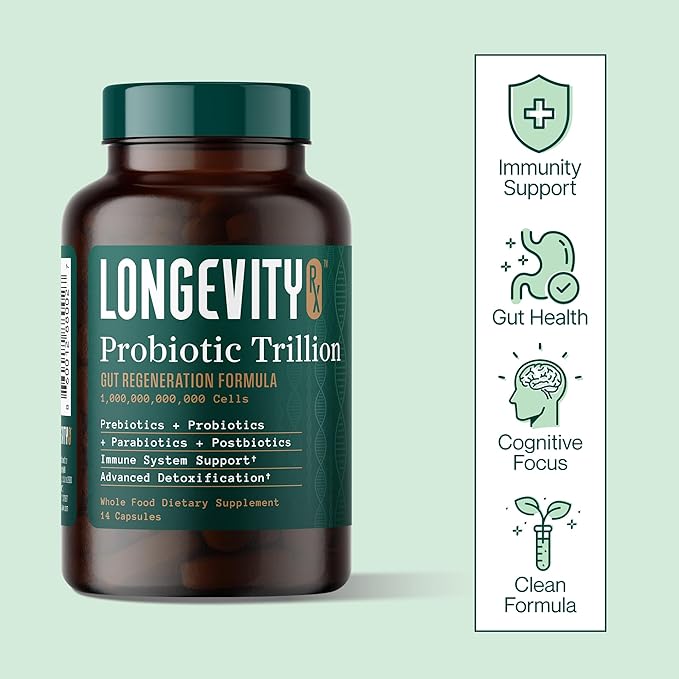 Probiotic Trillion – 1 Trillion CFU with Prebiotics Probiotics Parabiotics &amp Postbiotics – Bacillus Subtilis AB-22 – Gut Health Immune Support Glyphosate Detox – 30 Day Supply
