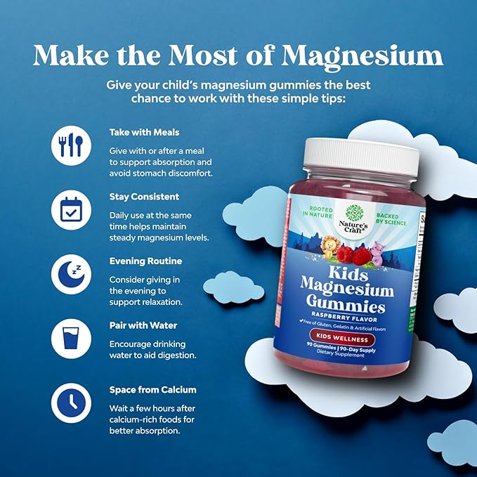 Bundle of Kids Multivitamin Gummies for Immunity Support with Vitamins A C D3 E B and Zinc and Kids Magnesium Gummies - Calm Relaxing Mag Citrate with Raspberry Flavor for Nerve &amp Heart Health