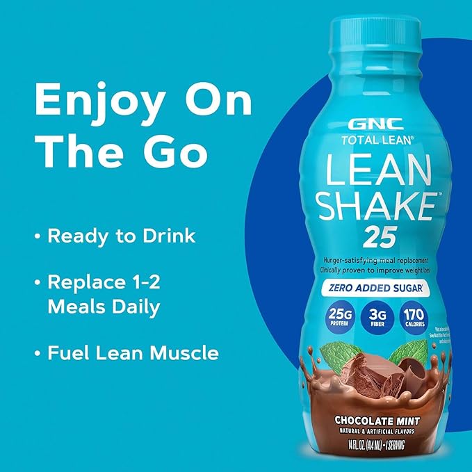 GNC Total Lean Lean Shake - Chocolate Mint - 14oz. | 12 Bottles