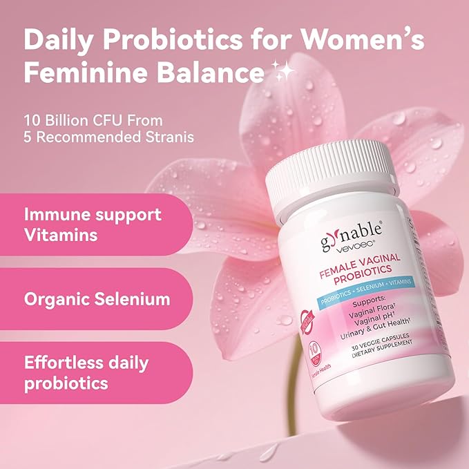 Gynable Vaginal Probiotic for Women- Female Probiotic for pH BalanceUpgraded to 10 Billion CFU Probiotics Odor Control Yeast Balance Promote Healthy Vaginal Flora &amp Feminine Health