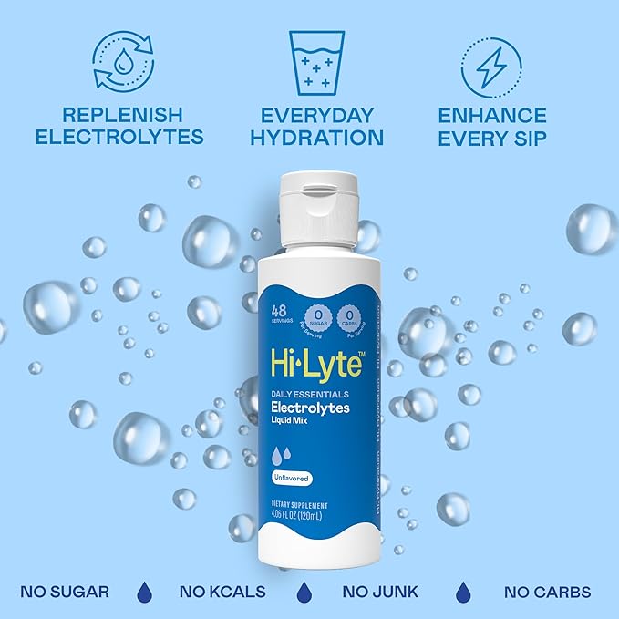 Hi-Lyte Sugar Free Electrolytes for Rapid Hydration Fasting and Immune Support (3 Bottles 144 Servings) | NO Calories | 20%+ More Potassium Magnesium &amp Zinc