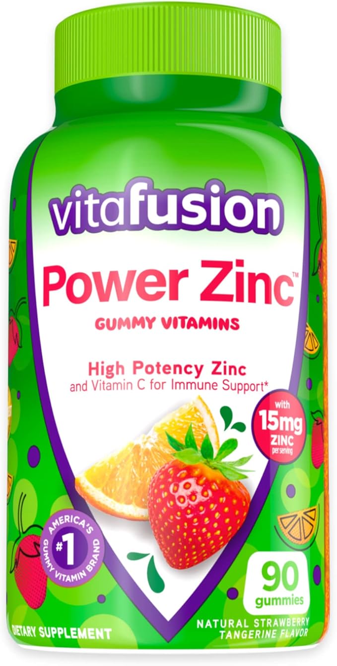 Vitafusion Extra Strength Biotin 5000 mcg and Power Zinc 15 mg Gummy Vitamins 100 and 90 Count