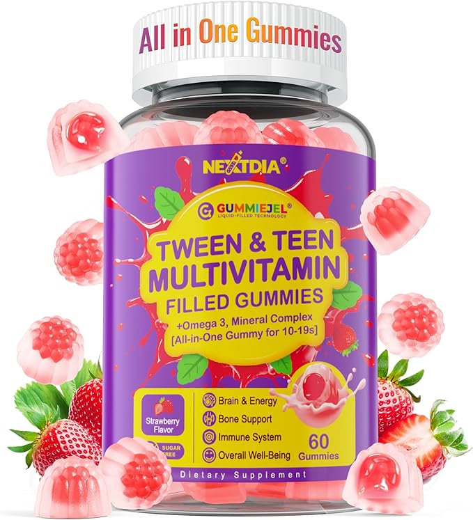 Multivitamin Filled Gummies for Teen Boys Girls 12-17 18 19 Kids 10+ Multivitamin with Omega 3 Calcium + Magnesium + Zinc Multi-Minerals for Adolescent 10-19S Brain Bone Energy Immune