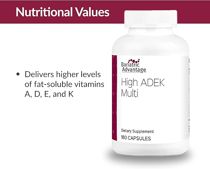Bariatric Advantage High ADEK Multi - for Bariatric Surgery Patients - Multivitamin with Vitamins A D E K &amp Trace Minerals - 100%+ DV of ADEK - 180 Capsules