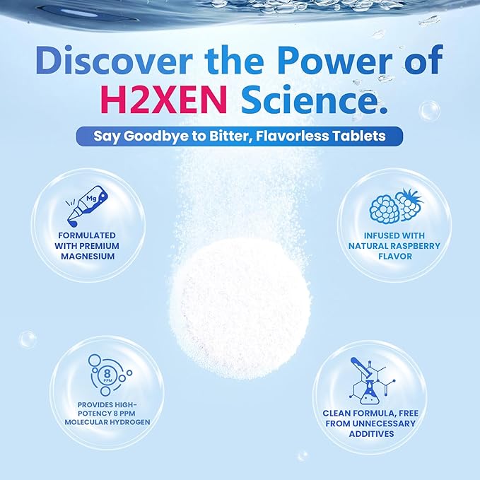 Molecular Hydrogen Tablets with Magnesium - 8 PPM Hydrogen Water Tablets for Drinking Water - Rich in Antioxidants Supports Healthy Aging Cellular Energy &amp Brain Health (60 Counts Raspberry)