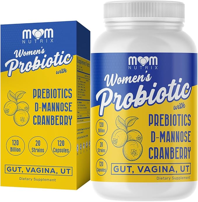 Probiotic for Women - Vaginal Gut UT pH Balance Feminine &amp Digestive Health - Prebiotics with Probiotics Cranberry D-mannose - Bifidobacterium and Lactobacillus - 120 Capsules