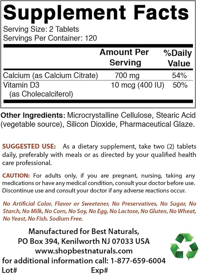 Calcium Citrate with Vitamin D-3 &amp Magnesium Glycinate 425 mg
