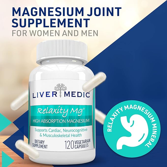 Relaxity Magnesium Glycinate Chelate Supplement High Absorption Muscle Cramps Bone Health Sleep Support Clean NonGMO 120 Vegetarian Capsules 200mg