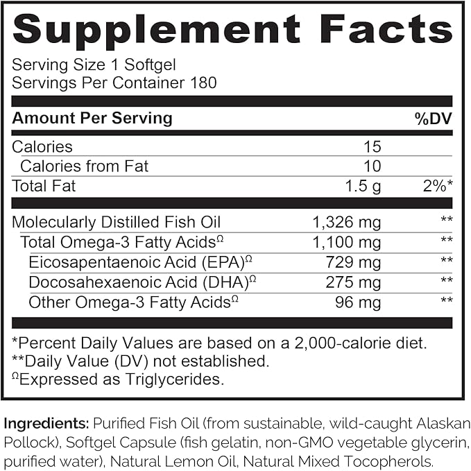 NATURELO Burpless Omega 3 Fish Oil Supplement - 1100mg Triglyceride Omega-3 EPA + DHA Liquid Fish Oil for Heart Eye Brain Joint Health - 120 Softgels 4 Months Supply