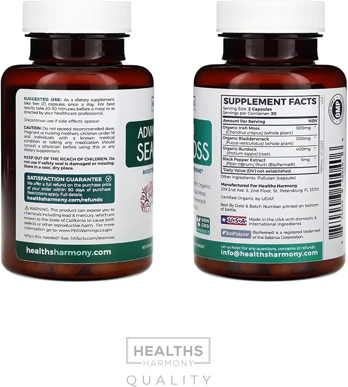 Irish Sea Moss &amp Omega 7 (1-Month Supply) Omega Sea Blend Bundle - Organic Irish Sea Moss - Raw Vegan Supplement (60 Caps) &amp Omega 7 Softgels - Provinal Sustainable Peruvian Anchovy Fish Oil (