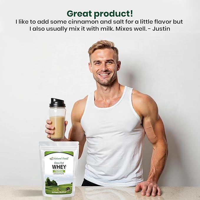 Z Natural Foods Grass-Fed Whey Protein Concentrate - Clean Whey Protein Powder from New Zealand - Cold Processed Pure Whey Protein with Essential Amino Acids for Nutrition &amp Fitness Unflavored 2