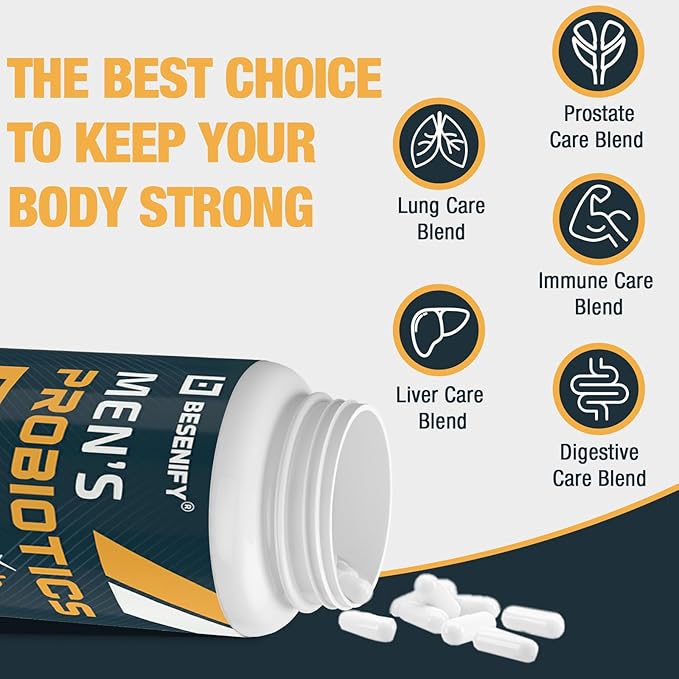 Probiotics for Men 500 Billion CFUs &amp 12 Strains Men's Probiotic with Turmeric Cranberry Goji - Probiotics for Digestive Health Immune Stomach Bloating &amp Gut Health for Men 60 Pro Biot