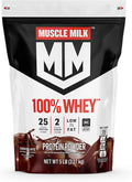 Muscle Milk 100% Whey Protein Powder Chocolate 5 Pound 66 Servings 25g Protein 2g Sugar Low in Fat NSF Certified for Sport Energizing Snack Workout Recovery Packaging May Vary