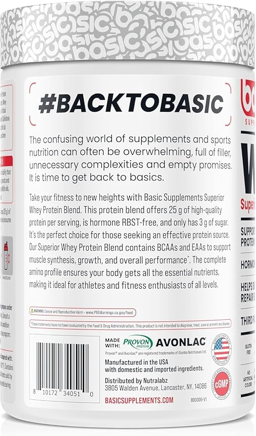 Whey Protein Powder 25g Protein Complete Amino Acid Profile Gluten-Free Low Fat RBST-Free Supports Muscle Recovery &amp Antibody Health