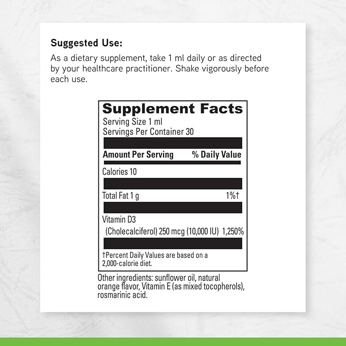 DAVINCI Labs Liquid D3 10000 IU - Helps Support Bone Health Immune Support &amp Heart Health with Vitamin D3 - Gluten Free &amp Vegetarian - 1 Fl Oz (30 Servings)