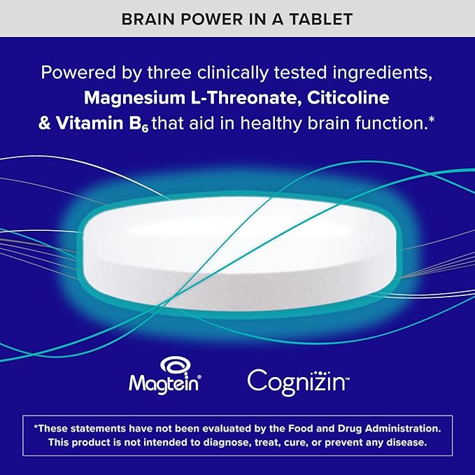 Qunol Brain Health Memory Plus with B6 Magnesium L-Threonate &amp Citicoline Clinically Tested Ingredients to Improve Memory Focus Attention and Productivity 90 Count