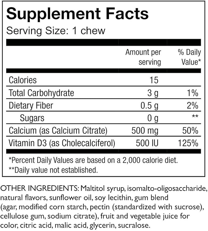 Celebrate Vitamins Bariatric 500mg Calcium Citrate Soft Chews with 500 IU Vitamin D3 – Essential for Gastric Bypass Patients &amp Bone Health - Sugar &amp Gluten Free Strawberry Banana Cream (90 Ch
