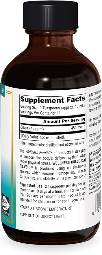 Source Naturals Wellness Colloidal Silver 45 ppm Supports Physical Well Being* - 4 Fluid oz