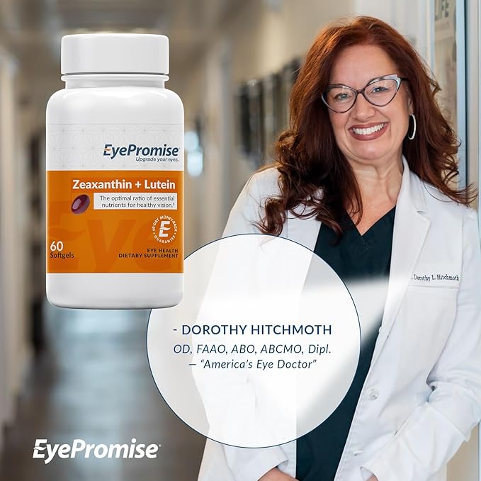 EyePromise Zeaxanthin + Lutein Eye Vitamin - 60 Softgels Capsules Made with Natural Ingredients for Diets Including Gluten Free and Vegetarian - Protect &amp Enhance Your Eye Health Completely