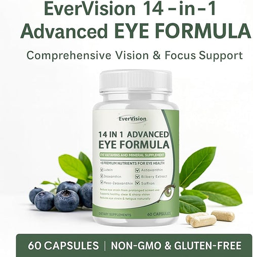 14 in 1 Advanced Eye Formula – Eye Vitamin and Mineral Supplement with Lutein Zeaxanthin Zinc &amp Bilberry Extract – Vision &amp Focus Support (2)