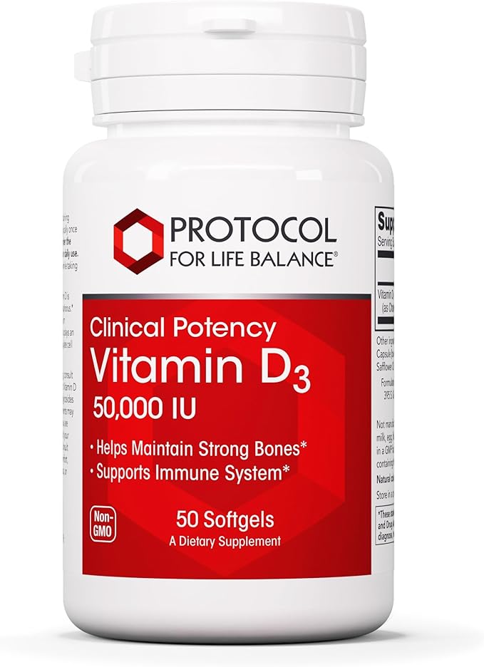 Protocol Vitamin D3 50000 IU - Immune Support Healthy Bones and Teeth - 50 Softgels