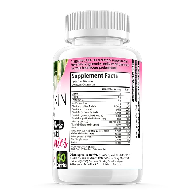 Hair Growth Biotin Gummies for Women Hair Skin &amp Nails Vitamins 5000mcg Biotin Made in USA Iodine for Nail Fungus Choline Inositol Supplements Biotina Gomitas para el Cabello