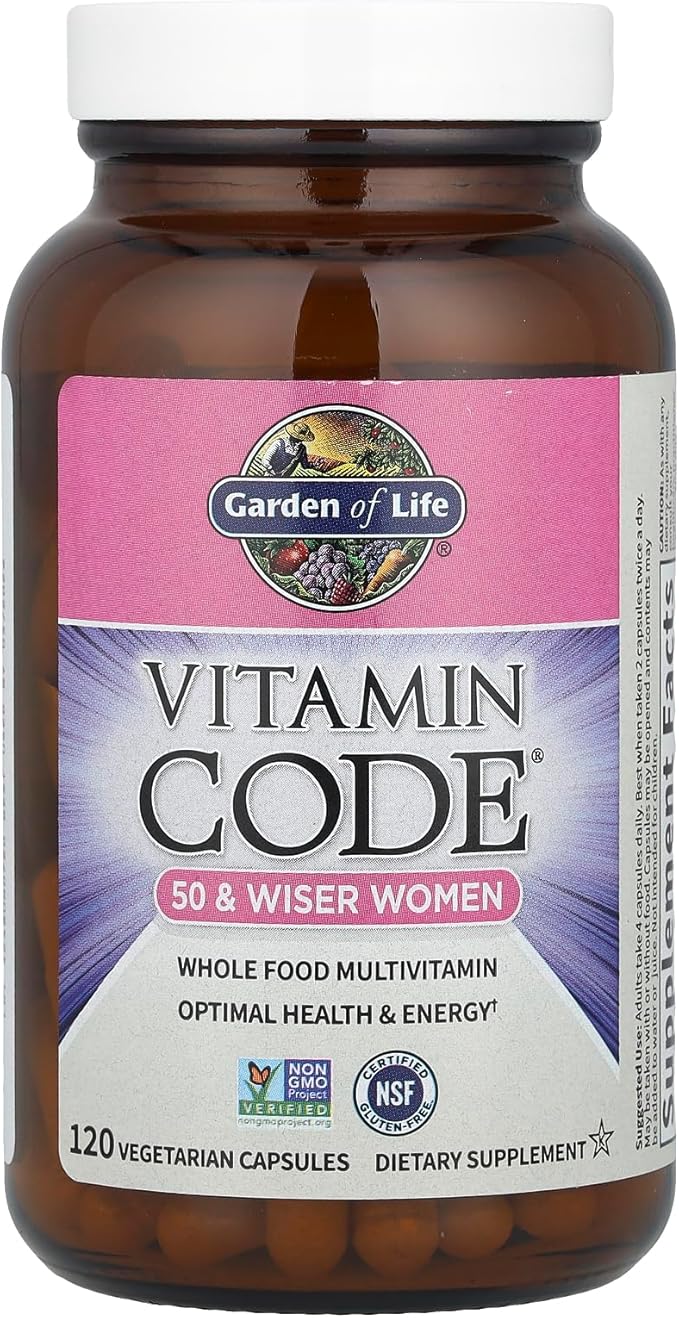 Garden of Life Vitamin Code Multivitamin for Women 50 &amp Over B Vitamins A C D3 E &amp K CoQ10 Probiotics &amp Enzymes for Women 50 Plus 120 Capsules