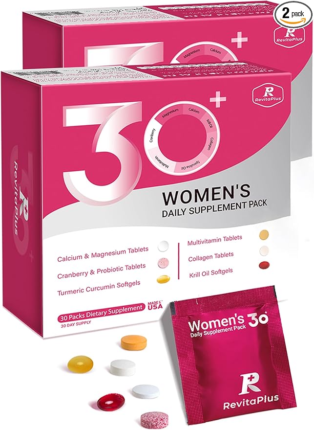 Multivitamin for Women with Vitamin ABCD3EK2Biotin CollagenKrill OilCranberries Supports EnergyWellnessBeauty and Immune - Vitamin Packs for Women Health 2 PCS-60 Packs