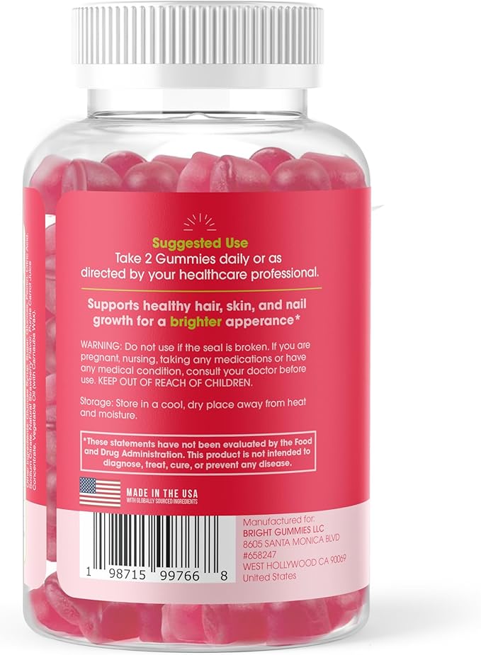 Hair Growth Gummies with Biotin 5000mcg + Vitamins C E &amp Zinc - Helps Prevent Hair Thinning &amp Loss - Stronger Hair Skin &amp Nails - Vegan Non-GMO - 60 Strawberry Gummies for Women &amp M