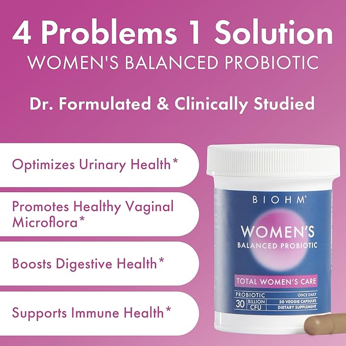 BIOHM Women's Probiotics 30B CFU &amp Super Greens/Kids Berry Blast Bundle: Gut &amp Overall Health Support 9 Strains 30-Day Supply Rich in Antioxidants