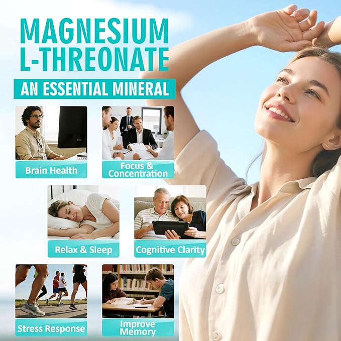 Magnesium L-Threonate 2000mg | 10-in-1 Supplement for Brain Health &amp Cognitive Support | High-Absorption Magnesium Threonate Capsules 120 Count