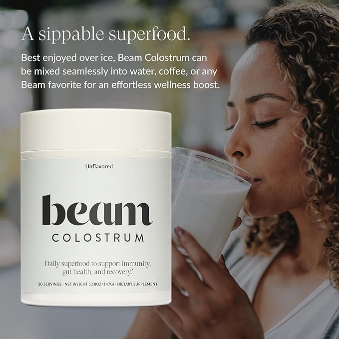 Beam Colostrum Powder – Grass-Fed Bovine Colostrum Supplement 3g Per Serving Colostrum for Gut Health Immune System &amp Digestive Health Support Non-GMO Third-Party Tested 30 Servings