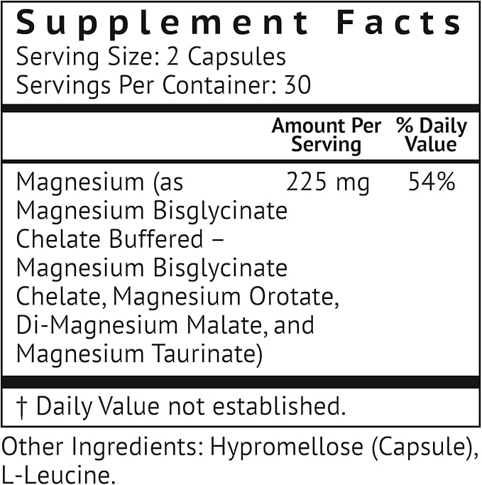 Quad Magnesium Blend by Vitamonk - with Magnesium Orotate Glycinate Chelate Magnesium Taurate and Di- Magnesium Malate - High Absorption Magnesium Complex for Sleep Heart and Mood