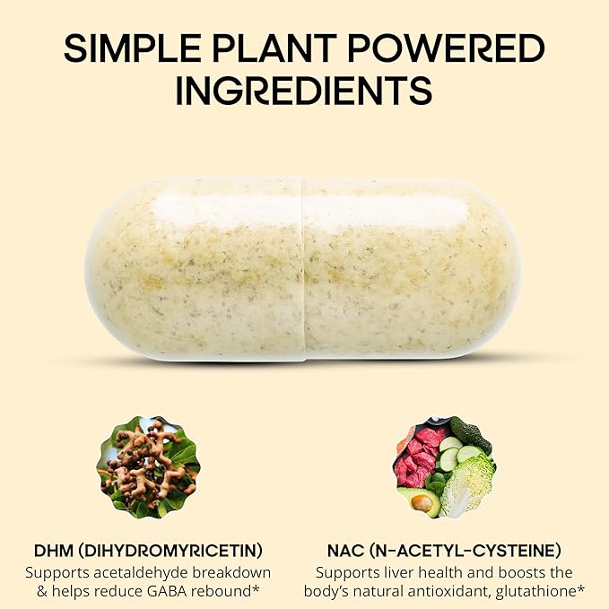 Dihydromyricetin DHM with NAC - 650mg x 60 Capsules - 300mg N-Acetyl-Cysteine 350mg Dihydromyricetin - Max Strength Dietary Supplement for Liver Support Hydration