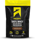Ascent 100% Whey Protein Powder - Post Workout Whey Protein Isolate Zero Artificial Flavors &amp Sweeteners Gluten Free 5.5g BCAA 2.6g Leucine Essential Amino Acids Chocolate 2 lb