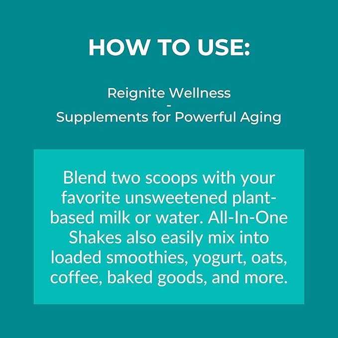 Reignite Wellness by JJ Virgin | Vanilla Plant-Based All-in-One Shake | New &amp Improved Formula Plant Protein Powder Vitamins Minerals Greens &amp Aminos | 20g of Plant Protein | 30 Servings
