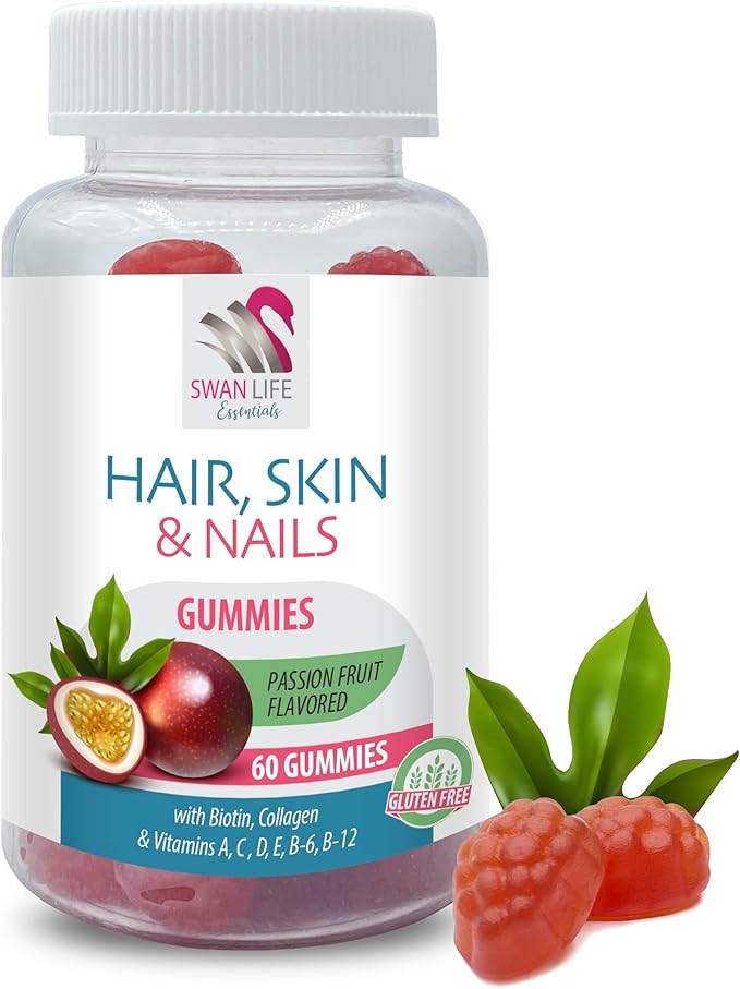 biotin Hair Skin and Nails Vitamins for Women &amp Men - Hair Skin &amp Nails Gummies - Antioxidant Essential Vitamins Passion Fruit Flavor Nourish Immune System Support 3 Bottles 180 Gummies
